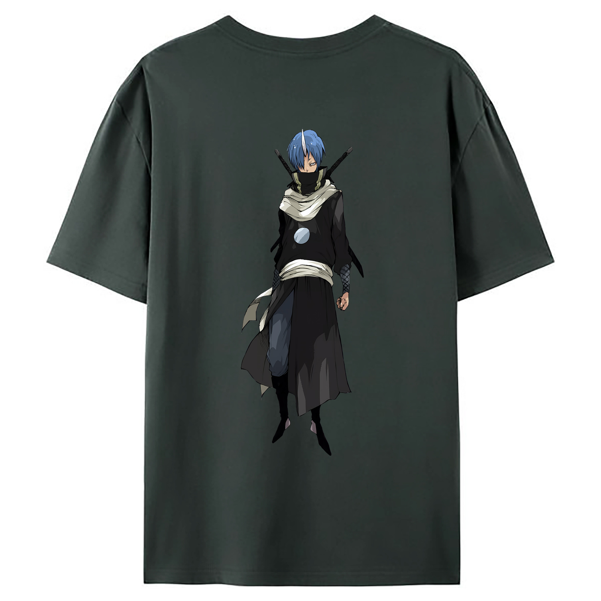 （画像用） 転スラ Regarding Reincarnated to Slime 綿100％ メンズ半袖Tシャツ（バックプリント） 通気性
